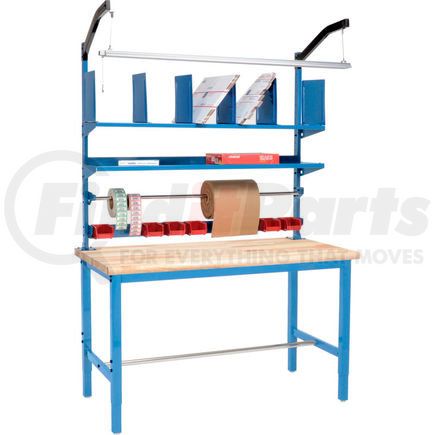 Global Industrial 412459 Packing Workbench Maple Butcher Block Safety Edge - 72 x 36 with Riser Kit