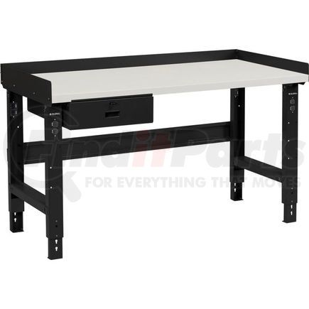 Global Industrial 319075ABK Global Industrial™ 48 x 30 Adj Height Workbench w/Drawer, Black- Plastic Laminate Square Top