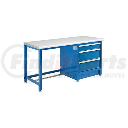 Global Industrial 711180 Global Industrial&#153; 72"W x 30"D Modular Workbench with 3 Drawers, ESD Laminate Safety Edge, Blue
