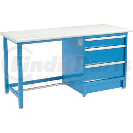 Global Industrial 71114-6 Global Industrial&#153; 72"Wx30"D Modular Workbench W/ 3 Drawers, Plastic Laminate Safety Edge, Blue