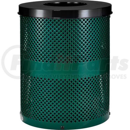 Global Industrial 261925GN Global Industrial&#153; Outdoor Perforated Steel Trash Can With Flat Lid, 36 Gallon, Green