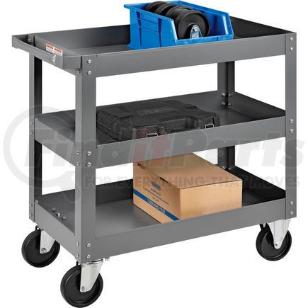 Global Industrial 988838 Global Industrial&#153; Steel Stock Cart, 3 Deep Tray Shelves, 16"Wx30"L, 800 Lbs. Cap.