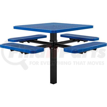 Global Industrial 695293BL Global Industrial&#153; 46" Square In-Ground Mount Outdoor Steel Picnic Table, Expanded Metal, Blue