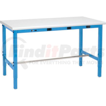 Global Industrial 607267BBLA Global Industrial&#153; 72 x 30 Adjustable Height Workbench - Power Apron, ESD Safety Edge Blue
