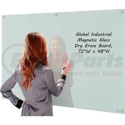 Global Industrial 695259 Global Industrial&#153; Wall-Mounted Magnetic Glass Whiteboard, 72"W x 48"H