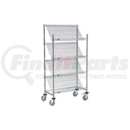 Global Industrial 504104B Slant Wire Shelving Truck - 4 Shelves With Brakes - 36"W x 18"D x 69"H