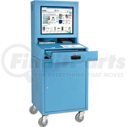 Global Industrial 239115BL Global Industrial&#153; Mobile LCD Computer Cabinet Workstation, Blue, Unassembled