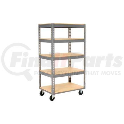 Global Industrial 585425 Global Industrial&#153; Easy Adjust Boltless 5 Shelf Truck 48x24, Wood Shelves, Polyurethane Casters