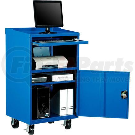 Global Industrial 694561 Global Industrial&#8482; Mobile Computer Cabinet, 27"W x 24"D x 49-1/2"H, Blue, Unassembled