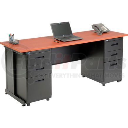 Global Industrial 670076CH Interion&#174; Office Desk with 6 drawers - 72" x 24" - Cherry