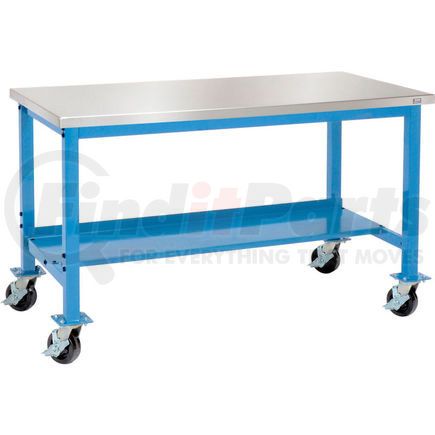 Global Industrial 319361BL Global Industrial™ 48"W x 30"D Mobile Production Workbench - Stainless Steel Square Edge - Blue