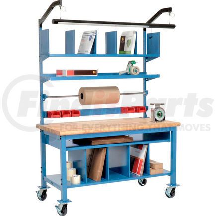 Global Industrial 244186A Global Industrial&#153; Complete Mobile Packing Workbench Maple Butcher Block Safety Edge - 72 x 30