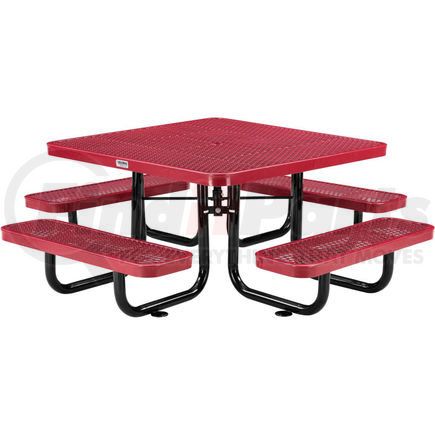 Global Industrial 277151KRD Global Industrial&#153; 46" Child's Square Outdoor Steel Picnic Table, Expanded Metal, Red