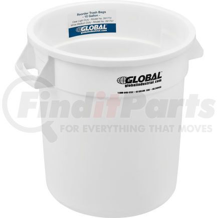 Global Industrial 240456WH Global Industrial&#153; Plastic Trash Can - 10 Gallon White