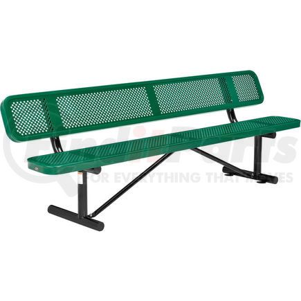 Global Industrial 262077GN Global Industrial&#8482; 8 ft. Outdoor Steel Picnic Bench with Backrest - Perforated Metal - Green