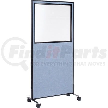 Global Industrial 695788MWBL Interion&#174; Mobile Office Partition Panel with Partial Window, 36-1/4"W x 96"H, Blue