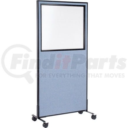 GLOBAL INDUSTRIAL 695788MWBL Interion&#174; Mobile Office Partition Panel with Partial Window, 36-1/4"W x 96"H, Blue
