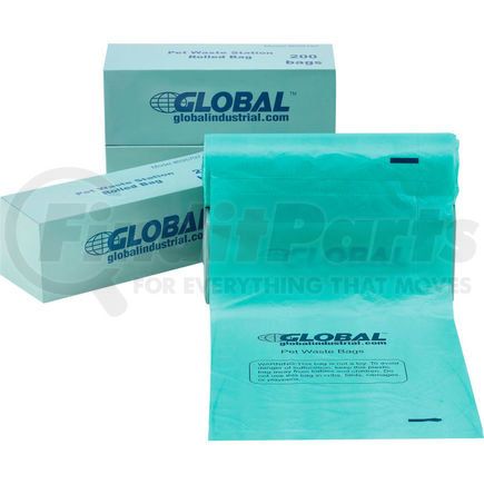 Global Industrial 695797 Global Industrial&#8482; Pet Waste Plastic Bags, Green, 200 Bags/Roll