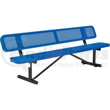 Global Industrial 262077BL Global Industrial&#8482; 8 ft. Outdoor Steel Picnic Bench with Backrest - Perforated Metal - Blue