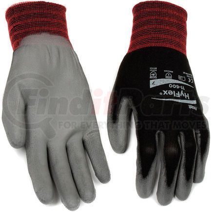ANSELL 205652 HyFlex&#174; Lite Polyurehtane Coated Gloves, Ansell 11-600, Size 8, Black/Gray, 1 Pair