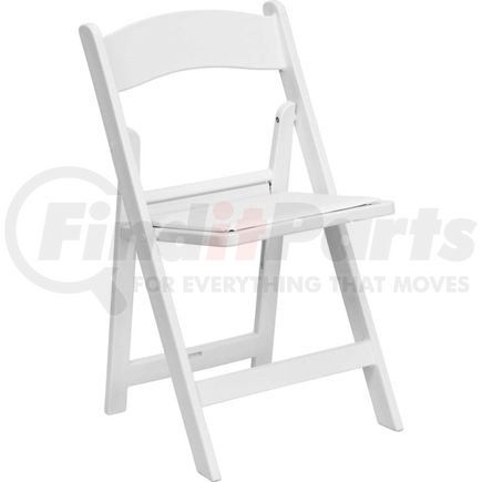 Global Industrial LE-L-1-WHITE-GG Flash Furniture Resin Folding Chair with Vinyl Seat - White