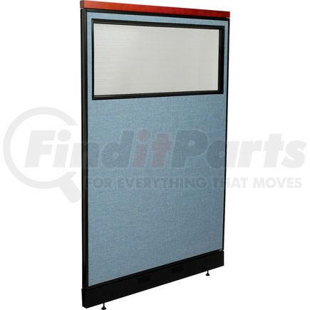 GLOBAL INDUSTRIAL 694736WPBL Interion&#174; Deluxe Office Partition Panel w/Partial Window & Pass-Thru Cable 48-1/4Wx77-1/2H BLU