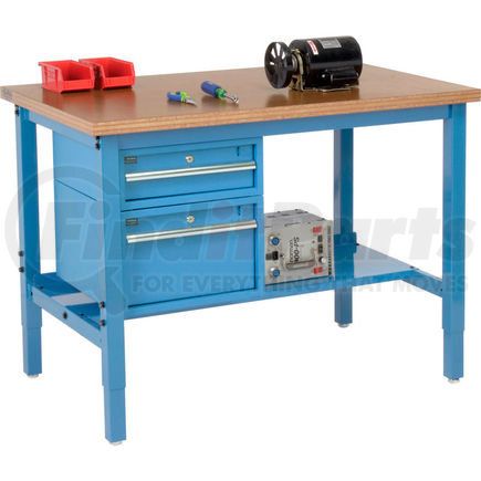 Global Industrial 319285BL Global Industrial™ 48 x 30 Production Workbench - Shop Top Square Edge - Drawers & Shelf - Blue