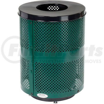 Global Industrial 261925GND Global Industrial&#153; Outdoor Perforated Steel Trash Can With Flat Lid & Base, 36 Gallon, Green