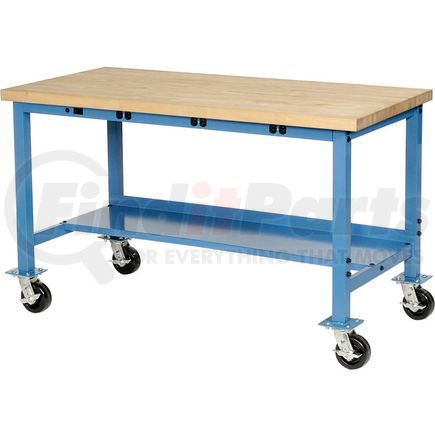 Global Industrial 253990BBL Global Industrial&#153; 72 x 30 Mobile Production Workbench - Power Apron - Maple Safety Edge - Blue