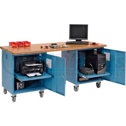 Global Industrial 318647BL Global Industrial&#153; 72 x 30 Shop Top Square Edge Mobile Pedestal Workbench Blue