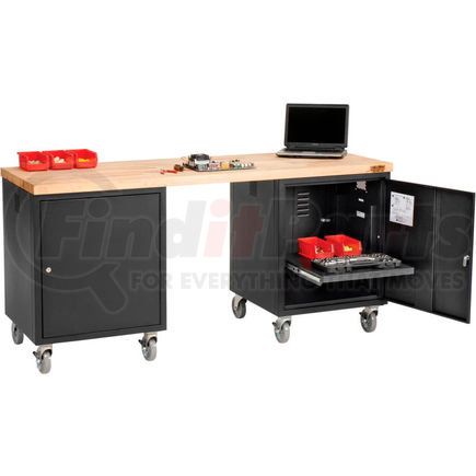 Global Industrial 318655BK Global Industrial™ 72 x 24 Maple Square Edge Mobile Pedestal Workbench Black