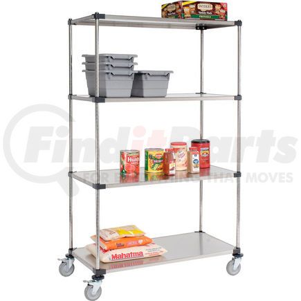 Global Industrial 585115B Nexel&#174; Stainless Steel Shelf Truck 48x24x80 1200 Lb. Capacity with Brakes