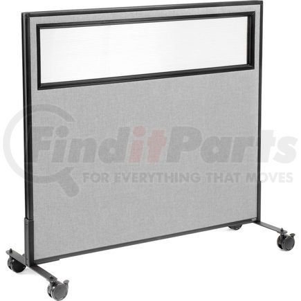 GLOBAL INDUSTRIAL 694982MGY Interion&#174; Mobile Office Partition Panel with Partial Window, 48-1/4"W x 45"H, Gray