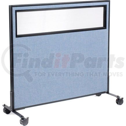 GLOBAL INDUSTRIAL 694982MBL Interion&#174; Mobile Office Partition Panel with Partial Window, 48-1/4"W x 45"H, Blue