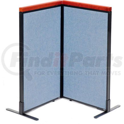 GLOBAL INDUSTRIAL 695064BL Interion&#174; Deluxe Freestanding 2-Panel Corner Room Divider, 24-1/4"W x 43-1/2"H Panels, Blue