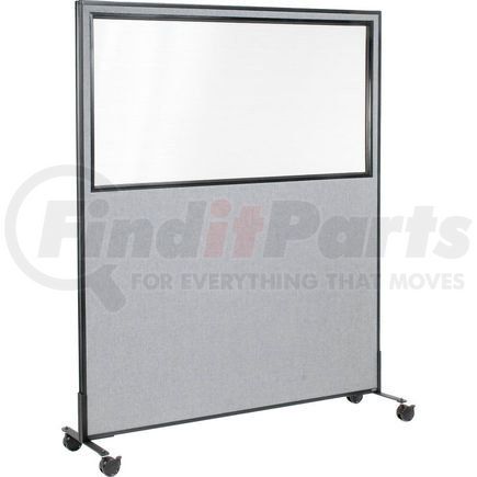 GLOBAL INDUSTRIAL 694987MGY Interion&#174; Mobile Office Partition Panel with Partial Window, 60-1/4"W x 75"H, Gray