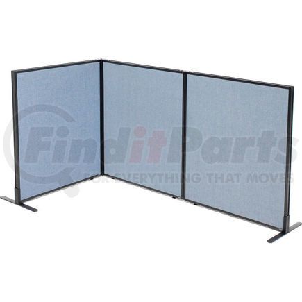 Global Industrial 695049BL Interion&#174; Freestanding 3-Panel Corner Room Divider, 36-1/4"W x 42"H Panels, Blue