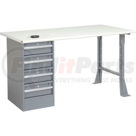 Global Industrial 607686 Global Industrial™ 60"W x 30"D Pedestal Workbench - 4 Drawers, ESD Safety Edge - Gray