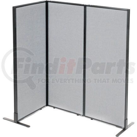 Global Industrial 695094GY Interion&#174; Freestanding 3-Panel Corner Room Divider, 24-1/4"W x 60"H Panels, Gray