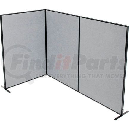 Global Industrial 695054GY Interion&#174; Freestanding 3-Panel Corner Room Divider, 48-1/4"W x 72"H Panels, Gray