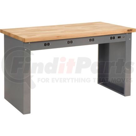 Global Industrial 778327 Global Industrial&#153; 96"W x 36"D Panel Leg Workbench - Power Apron & Maple Square Edge Top
