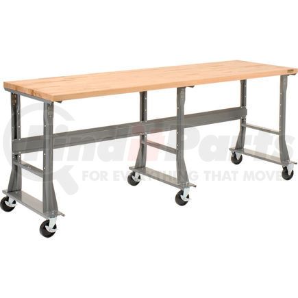 Global Industrial 183436A Global Industrial™ 96 x 36 Mobile Fixed Height Flared Leg Workbench - Maple Square Edge Gray