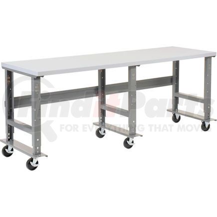 Global Industrial 601431A Global Industrial™ 96x36 Mobile Adj. Height C-Channel Leg Workbench - Laminate Square Edge