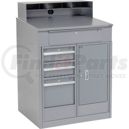 Global Industrial 237407 Global Industrial&#153; Cabinet Shop Desk - 4 Drawers & Pigeonhole Riser 34-1/2 x 30 x 51-1/2 - Gray