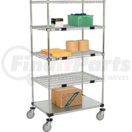 Global Industrial 558806A Nexel&#174; Open Sided Wire Stock Picker Truck 5 Wire 1 Galvanized Shelf 800 Lb Cap