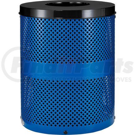 Global Industrial 261925BL Global Industrial&#153; Outdoor Perforated Steel Trash Can With Flat Lid, 36 Gallon, Blue