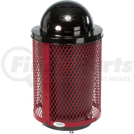 Global Industrial 261948RDD Global Industrial&#153; Outdoor Diamond Steel Trash Can With Dome Lid & Base, 36 Gallon, Red