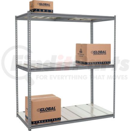 Global Industrial 580908GY Global Industrial&#153; High Cap. Starter Rack 72Wx24Dx84H 3 Level Steel Deck 1000lb Per Shelf GRY