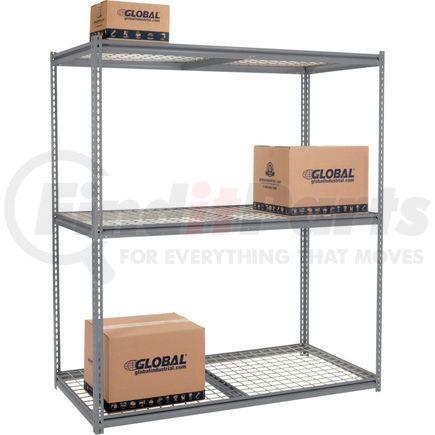 Global Industrial 580958GY Global Industrial&#153; High Cap. Starter Rack 72Wx48Dx96H 3 Levels Wire Deck 1000lb Per Shelf GRY