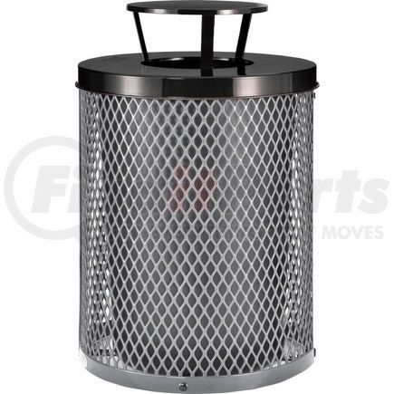 Global Industrial 261926GY Global Industrial&#153; Outdoor Diamond Steel Trash Can With Rain Bonnet Lid, 36 Gallon, Gray